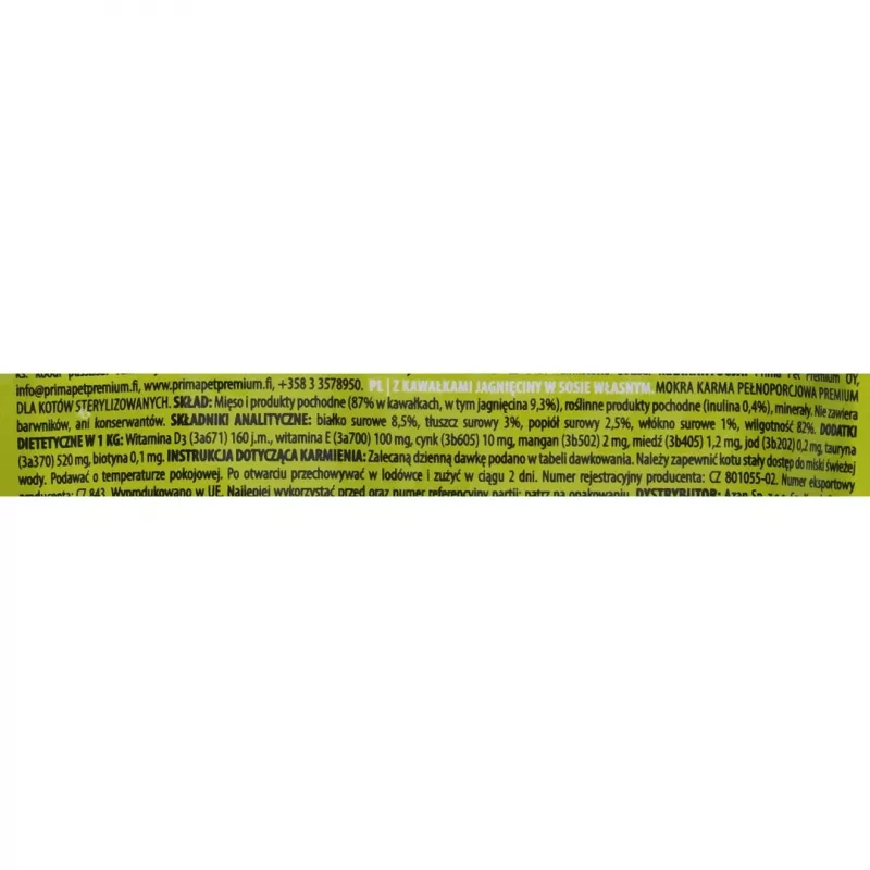 Wet cat food Brit Premium by Nature Lamb for sterilized cats 100 g