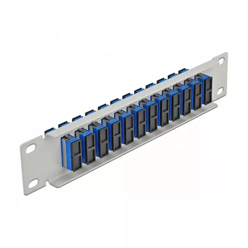 Fiber Optic Patch Panel DeLOCK 10 inch 12 Port SC Duplex Blue 1U Grey