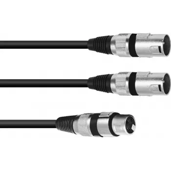 Audio Cable XLR 3-pin Male to 2 x XLR 3-pin Male 1.5m Omnitronic 30225205