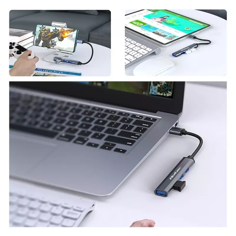USB hub QOLTEC 53792, USB-C 3.1 to 4‑port (USB 3.0 x1, USB 2.0 x3)