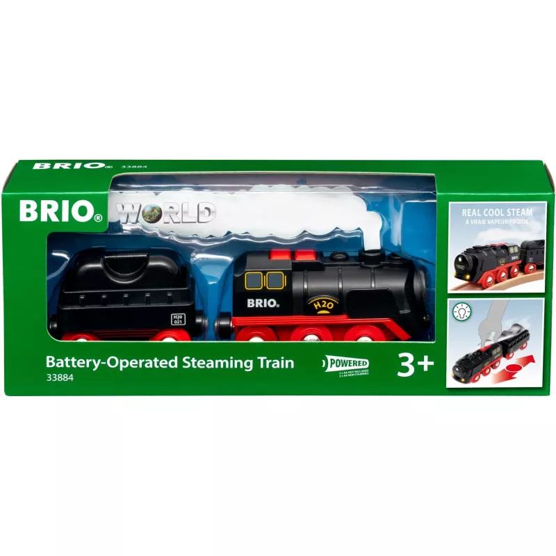 Brio Battery-Powered Steam Locomotive with Water Tank, Ages 3+