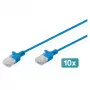 Patch cable DIGITUS CAT 6 U-UTP Slim, 5 m, blue, pack of 10