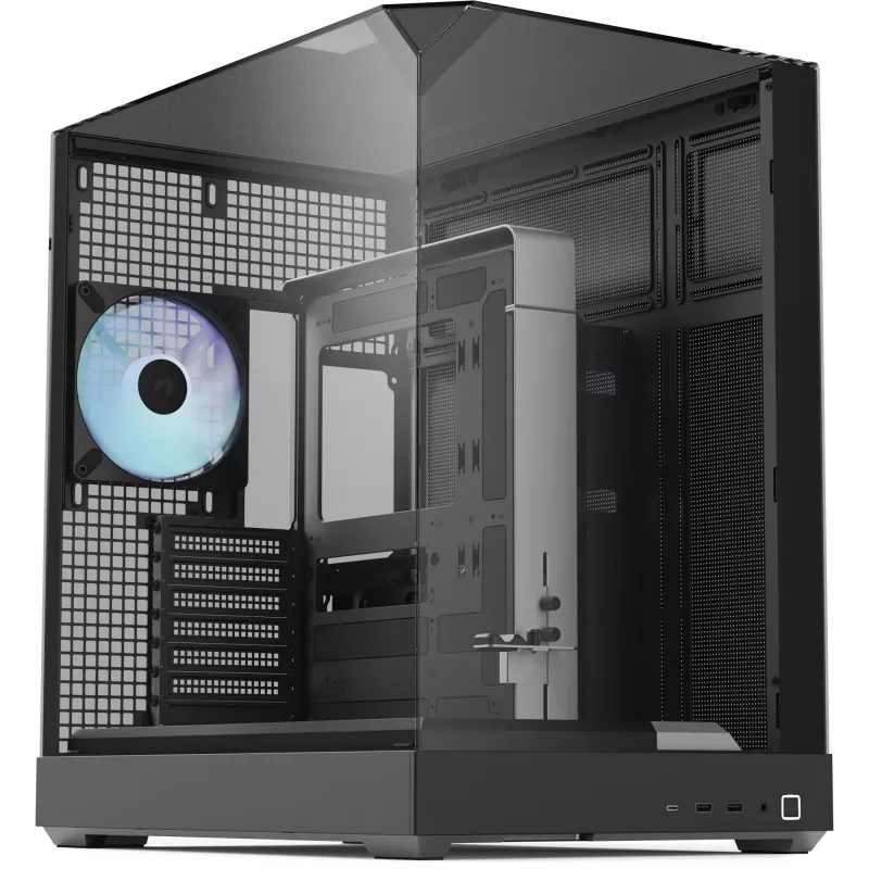 Tower case APNX V2 with three tempered glass panels, black