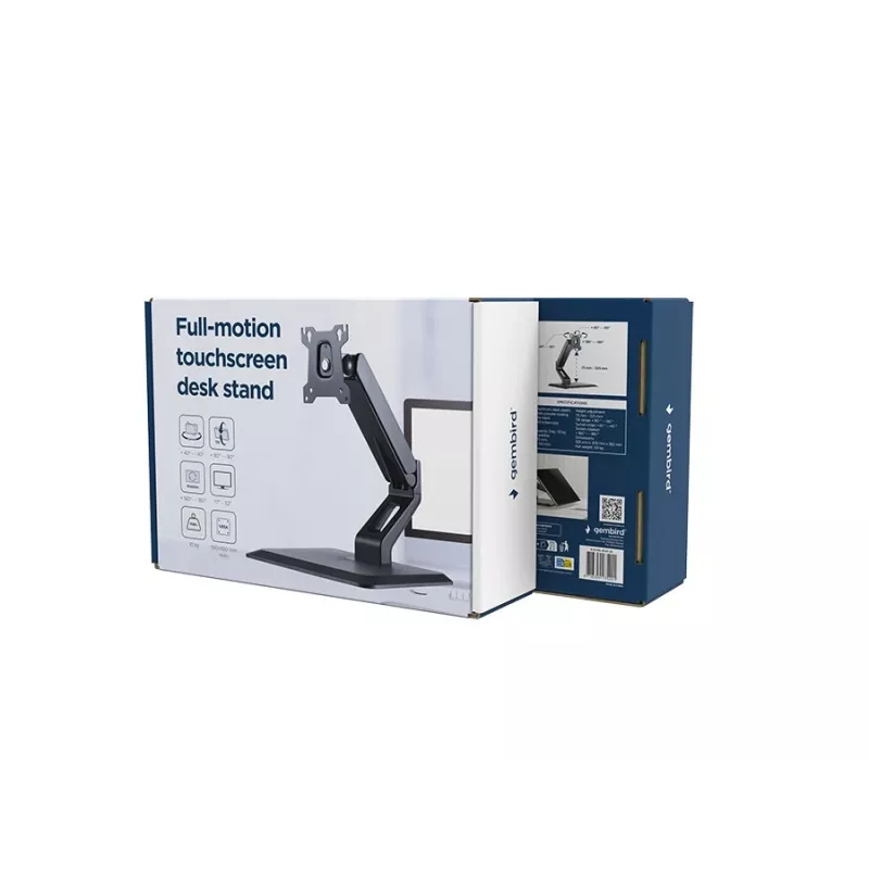 Full-motion touchscreen desk stand GEMBIRD MS-D1ST-01 for 17–32 inch displays, black, VESA 75x75–100x100, max load 10 kg