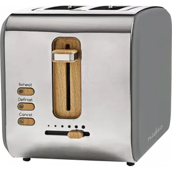 NEDIS N KABT510EGY - Toaster, 2 wide slots, Soft-Touch, Grey (KABT510EGY)
