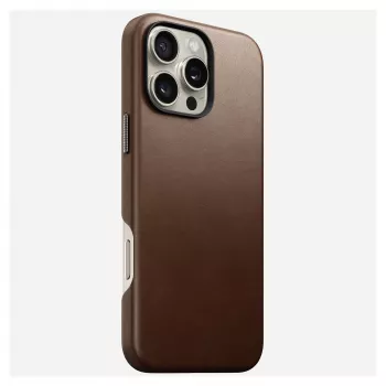 Mobile phone cover Nomad NM01389385 for iPhone 16 Pro Max, 17.5 cm (6.9 inch), brown, aluminium/PC/microfibre/leather