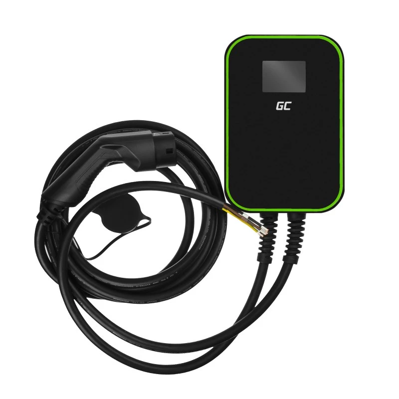 Electric Vehicle Charging Station Green Cell EV14 22 kW Black Aluminium Wall