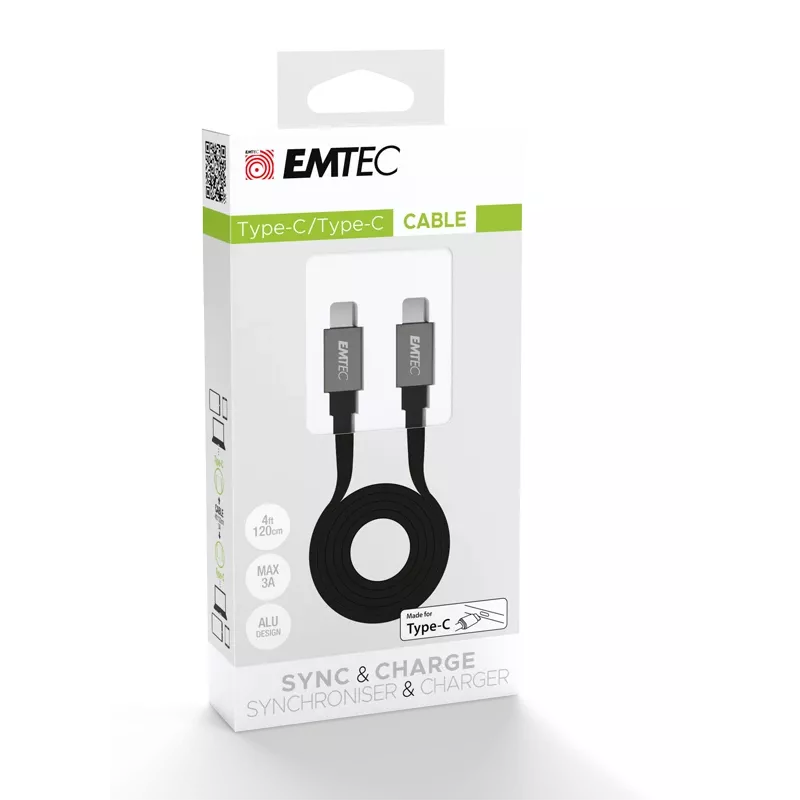 USB Cable Emtec T700C2 1.2m USB C Black