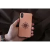 Smartphone case man and wood for iPhone X/XS, black, protective cover with compass detail