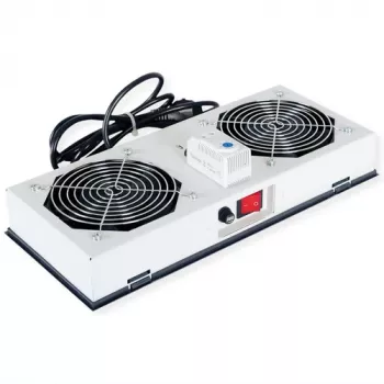 ROLINE fan unit 26.21.0019 — 2 fans for 19 inch wall-mount case, grey