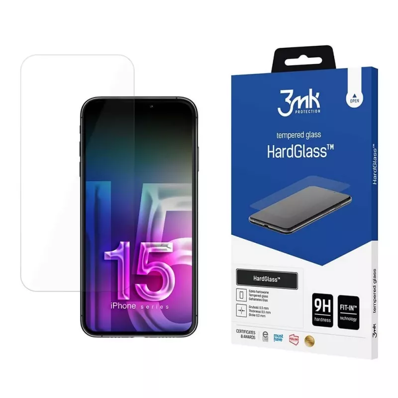 3MK HardGlass Smart glass screen protector Apple iPhone 15 impact and scratch resistant