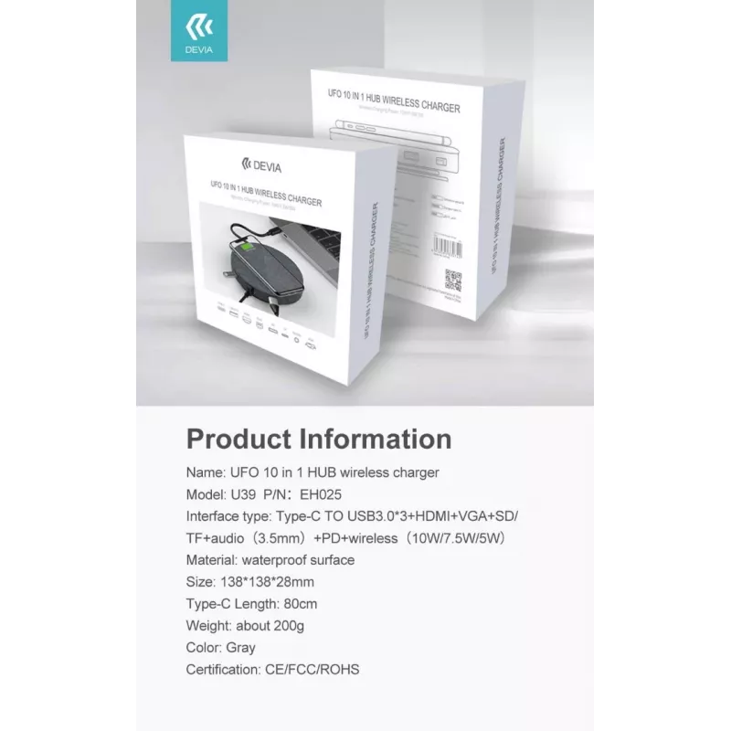 Devia 12-in-1 USB-C Docking Station with Wireless Charger