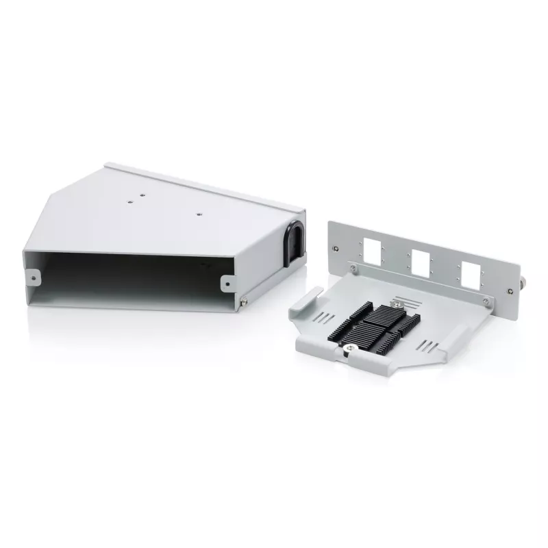 DIN rail fiber optic splice distributor DIGITUS DN-96894 — angled, 6 SC SX / LC DX, aluminium, grey