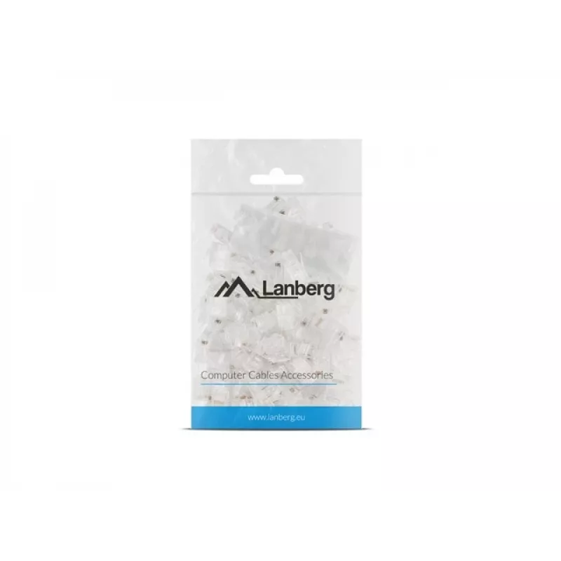 LANBERG RJ-45 wire connector PLU-6000 for Cat6 U/UTP cables, translucent/white, pack of 100
