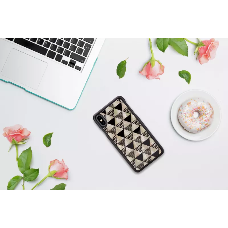 Smartphone case iKins for iPhone XS Max — black pyramid design, protective hard shell