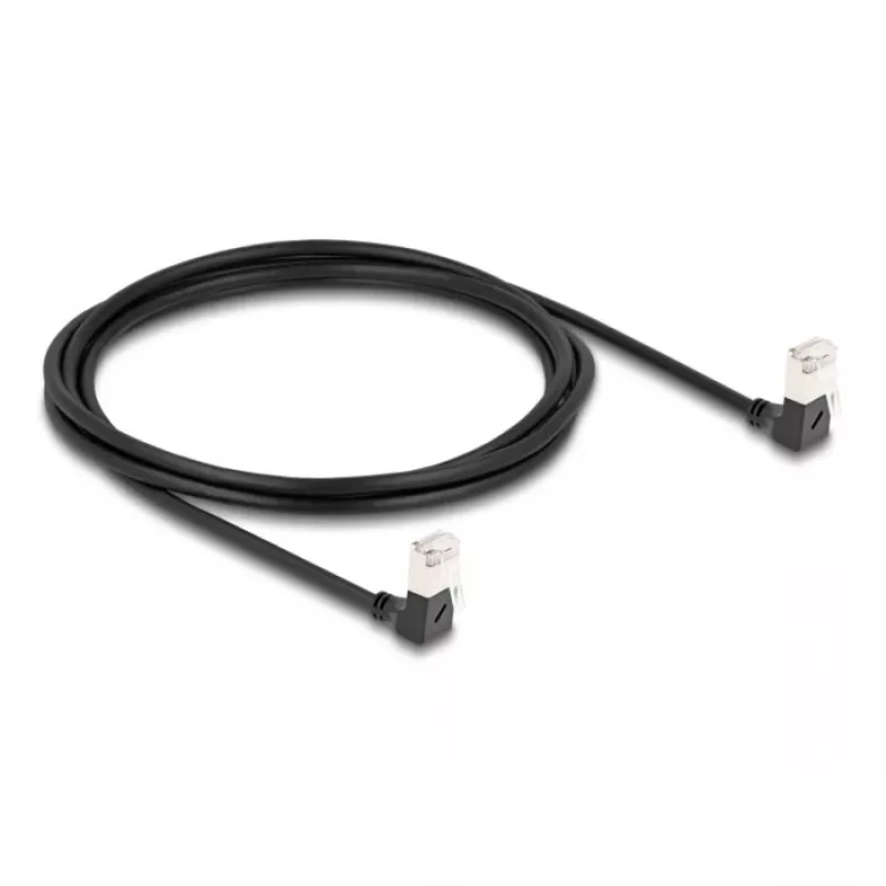 DeLOCK RJ45 Network Cable Cat.6A S/FTP Slim 90° downwards 2 m black