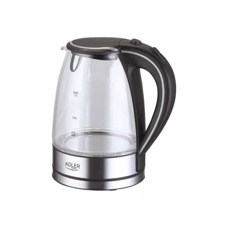 Adler AD 1225 electric kettle 1.7 L Black,Stainless steel,Transparent 2200 W