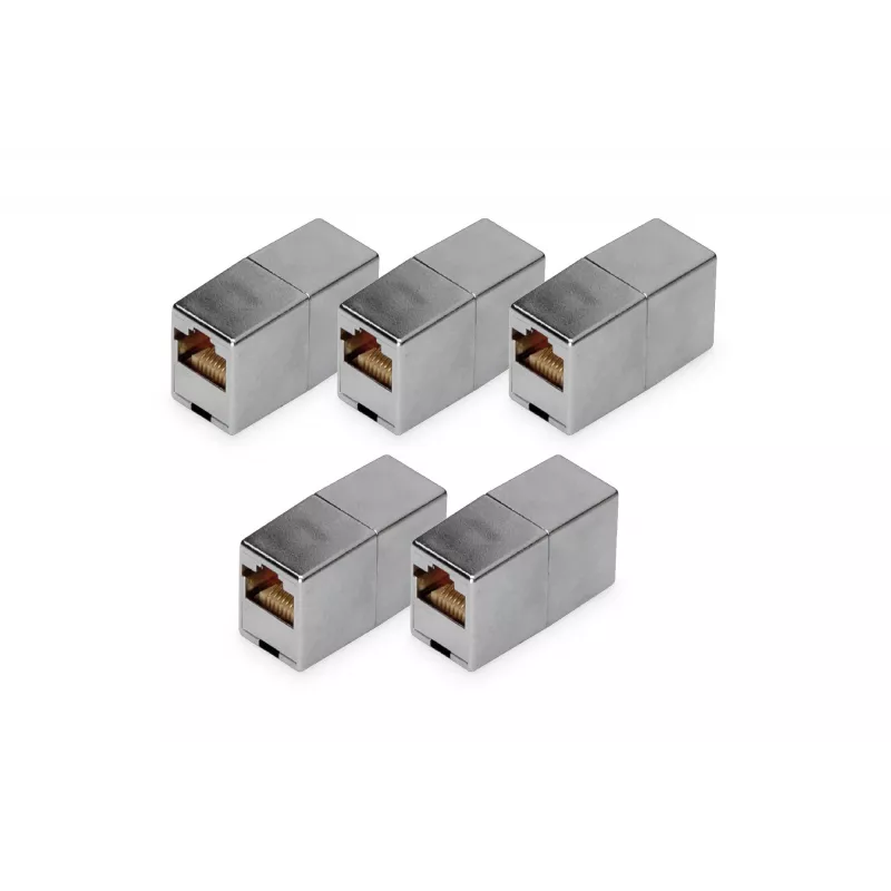 RJ45 Modular Coupler Digitus DN-93901-5 5 pieces Gold Plated Silver