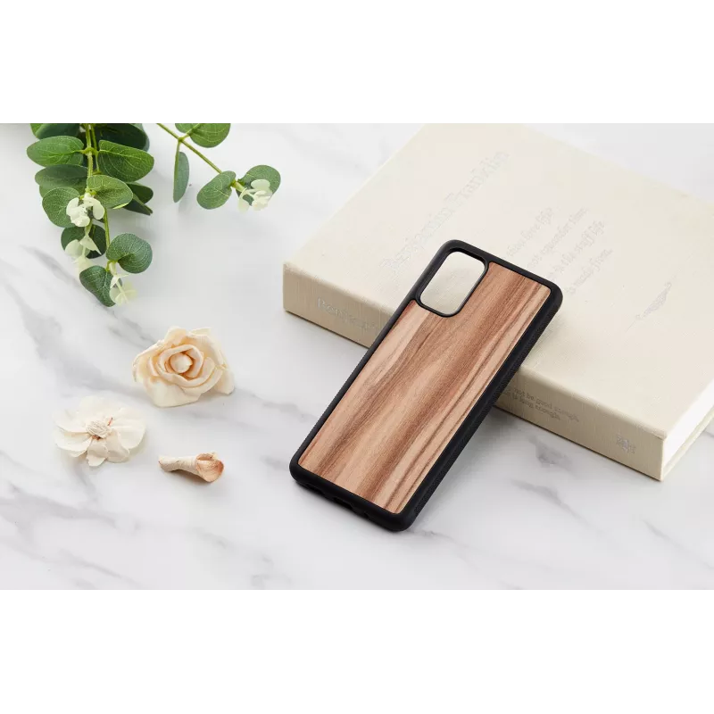 Phone case man and wood Galaxy S20+ cappuccino black – protective smartphone cover