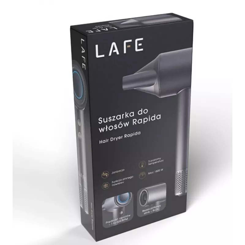 Lafe Rapida 47461 BLDC hair dryer, 1600 W, 110,000 RPM, ionization, grey