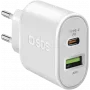 SBS - Power Supply - 20 Watt - 3 A - Fast Charge, PD - 2 Output Ports (USB, 24 pin USB-C) - White - Europa (TETRPD20W)