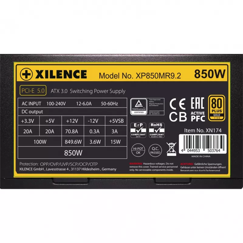 Power Supply XILENCE 750W, 80 PLUS GOLD, active PFC, XN173
