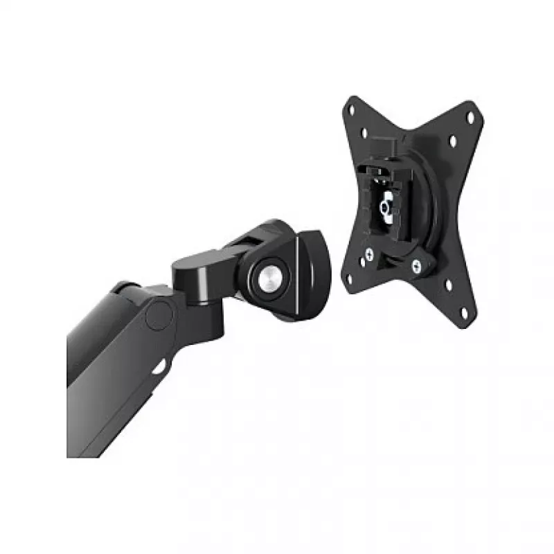 Manhattan Dual Desk Mount for TV & Monitors (Full Motion Gas Spring) with built-in Dock, For screens to 27 inch, Ports (x7): Ethernet,HDMI (x2),USB-A (x3) and USB-C,Power Delivery (100W) to USB-C Port (Separate USB-C wall charger/cable needed),VESA: 75x75 and 100x100mm