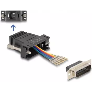 D-Sub 15 pin male to RJ12 female assembly kit, DELOCK, black