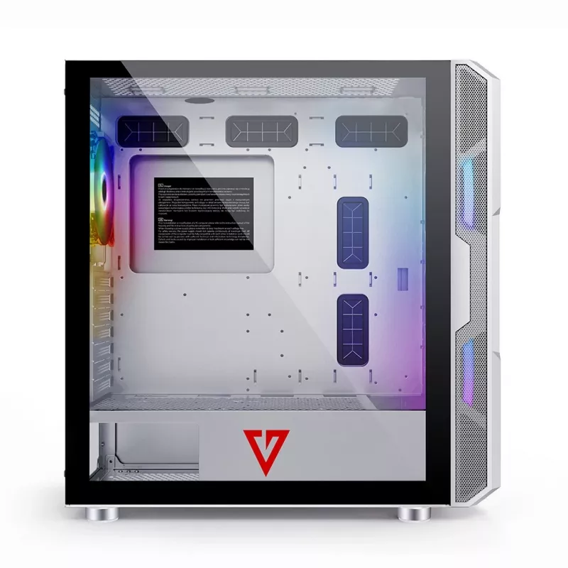 PC Case MODECOM AMIRANI ARGB Midi Tower White — ATX/ITX, 35 cm GPU, 16.5 cm CPU cooler, 2x200 mm fans
