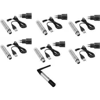 Wireless DMX system EUROLITE QuickDMX Set Sender 1x + 6x Akku Receivers (wireless DMX transmit/receive)