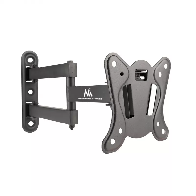 Maclean MC-417 Full Motion TV Monitor Wall Mount 13-32 30kg max. VESA 100x100 Black Powder Coated Universal Holder Bracket Adjustable Wall Distance Rotating Tilting