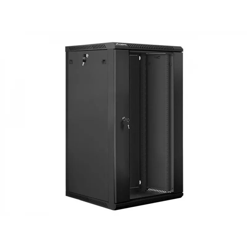 Lanberg WF01-6622-10B Wall-Mounted Rack Cabinet 19 inch 22U 600x600mm Black with Glass Door