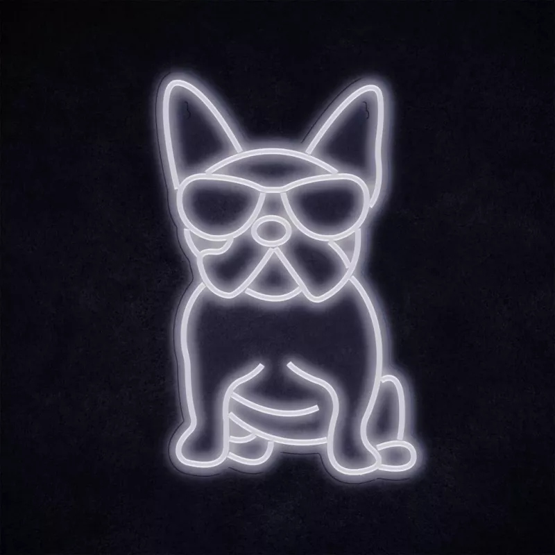 Neon light MANTA Manta SNL66WH French Bulldog White — decorative LED neon sign shaped like a French bulldog