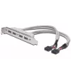 Slot Bracket Cable USB 2.0 HighSpeed Type 2xIDC (5pin)/4xUSB A M/F Grey 0.25m