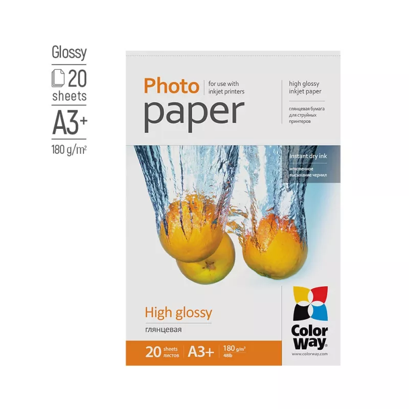 Colorway PG180020A3+ photo paper A3+ High-gloss 180 g/m² Inkjet