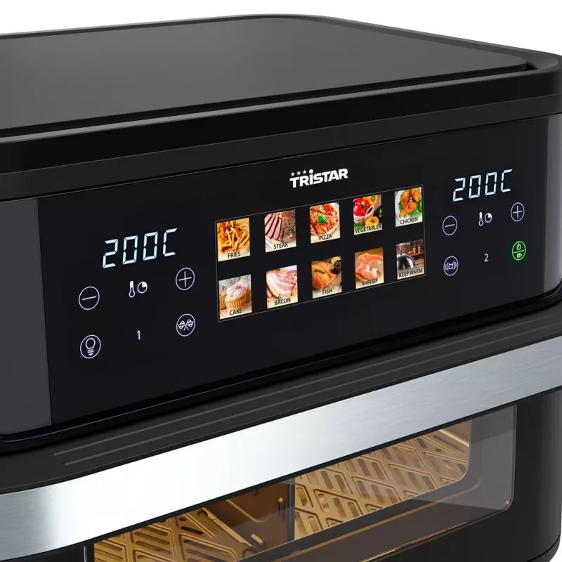 Hot air fryer Tristar FR-9078 Double 10 L, 2800 W, touch control, LCD, black/stainless steel