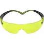 Safety glasses 3M SecureFit 400 — black frame, green tinted lenses, UV protection, anti-fog