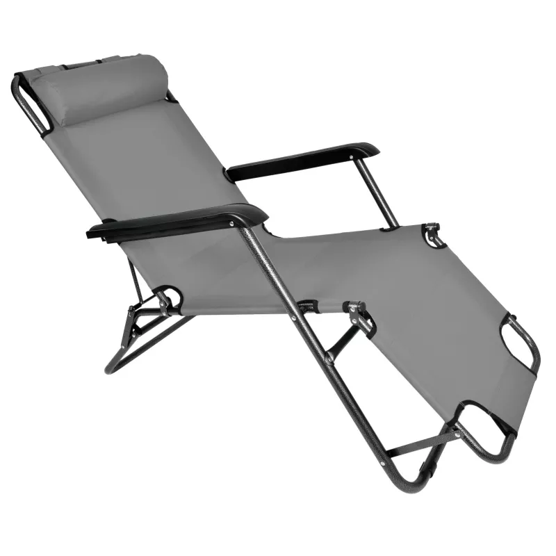 Foldable Garden Deck Chair with Cushion Black Forest, Grey