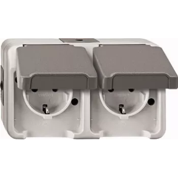 Socket outlet Merten MEG2321-8029 CEE 7/3 grey, IP44, 250 V, 16 A, 143×57×83 mm