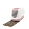 Covered cat litter box Savic Nestor White-Pink, hooded enclosed tray, 56×39×38.5 cm