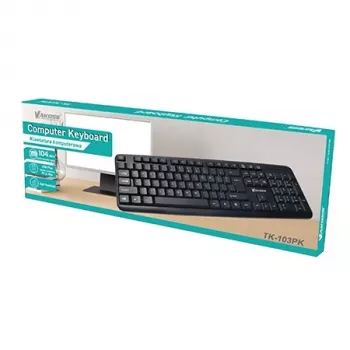 Wired full-size keyboard VAKOSS TK-103PK — USB, 104 keys, numeric keypad, black, 1.4 m cable