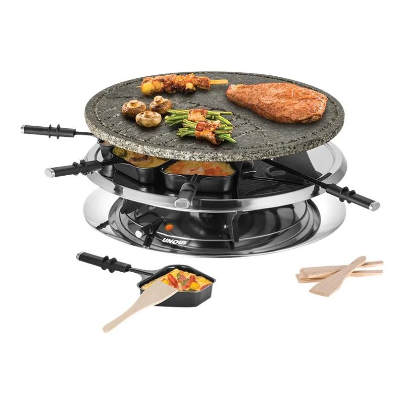 Unold 48726 raclette grill 8 person(s) 1300 W Black, Stainless steel