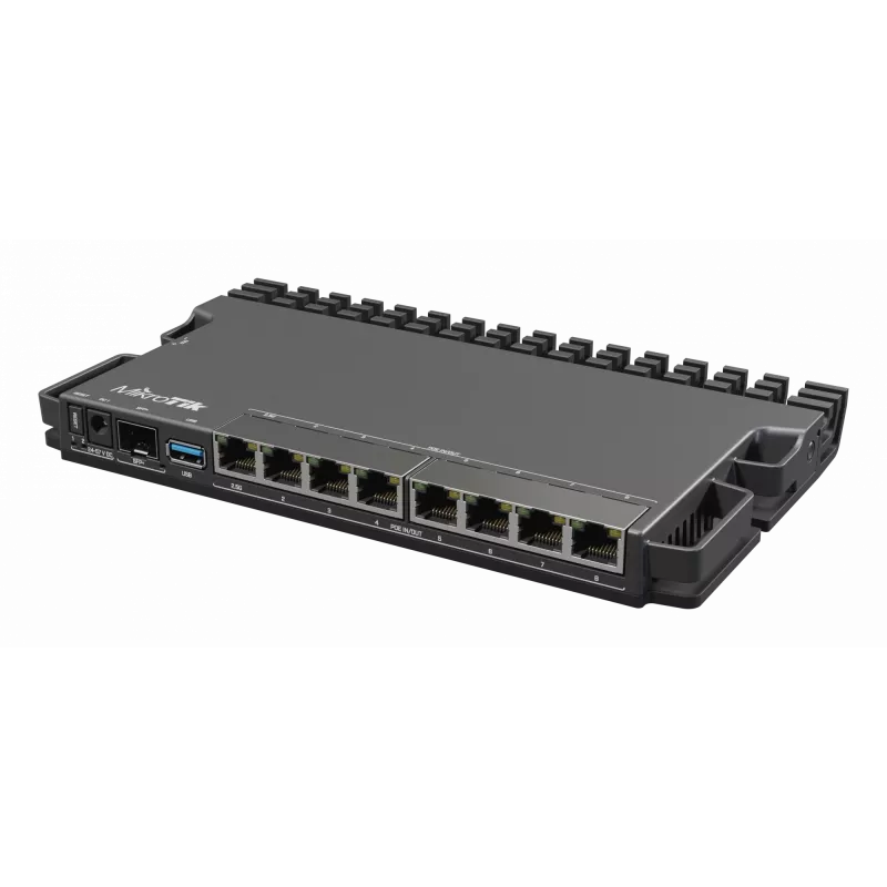 Wired router MikroTik RB5009UPR+S+IN — 8x RJ-45 PoE ports, 2.5GbE, SFP+ slot, RouterOS
