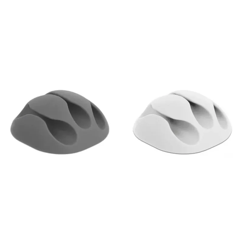 DeLOCK with 3 feed-throughs - Cable Holder Kit - desk-mountable, surface-mountable, suitable for wall mounting - Grey, White (18297)