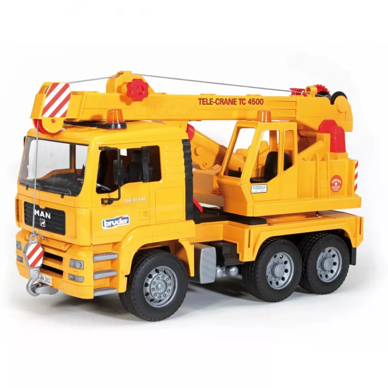 Crane truck BRUDER MAN BR-02754, ABS construction, yellow, for ages 4+ (no Light & Sound Module)