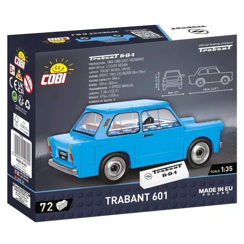 Building Set Cobi Trabant 601 — 72 Pieces, Miniature Model Car Construction Kit