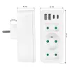Power splitter MACLEAN MCE248 F/W — 3 AC sockets (1×16A, 2×6A) + 4×USB (2×A, 2×C PD 20W), EU plug, white
