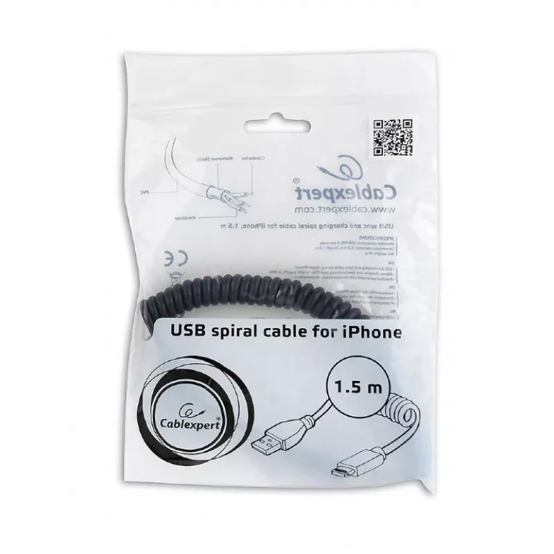 Lightning cable Gembird CC-LMAM-1.5M — 1.5 m, Lightning to USB-A, black