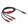 USB Charging Cable DeLOCK 3 in 1 USB Type-C to Lightning Micro USB USB Type-C 1 m black red