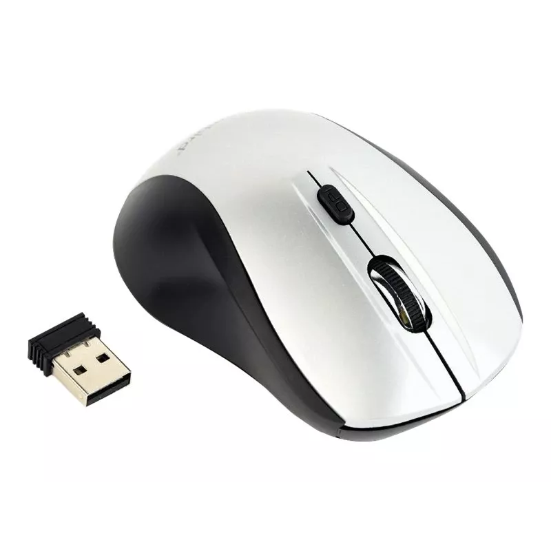 Wireless optical mouse Gembird MUSW-4B-02-BS, RF, ambidextrous, 1600 DPI, 4 buttons, silver/black